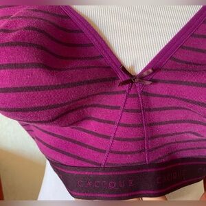 NWT Cacique Cotton Unlined Full Coverage No Wire Striped Bra. Purple Plum 42DDD